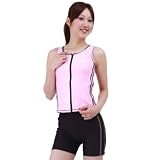 (ルモード)lemode フィットネス水着 日本製86 フロントジッパー セパレート レディース女性用(ピンク, 9Mサイズ)