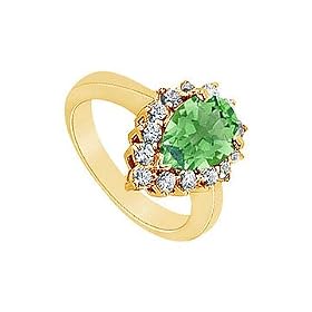 Emerald and Diamond Ring : 14K Yellow Gold - 1.39 CT TGW