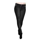Just One Women's Knit Corduroy Stretch Leggings (Extra Large, Black)