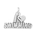 Sterling Silver I Love Swimming Charm with