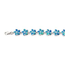 Lab Opal Bracelet STERLING SILVER .925 Blue Flower by Toltec Trading Company