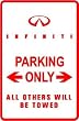 INFINITI PARKING sign * street car auto race