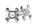 Novelty Hot and Cold Faucet Silver Cufflinks with Presentation Box