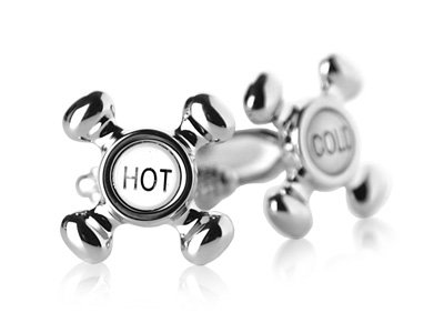Novelty Hot and Cold Faucet Silver Cufflinks with Presentation Box
