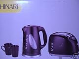 Hinari Bistro Script Toaster, Kettle & Mugs Set - Black