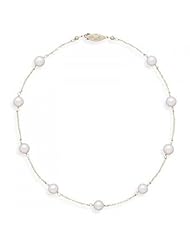MMA Silver - 16 inch 14K Yellow Gold Chain with 7mm Grade A Cultured Akoya Pearls