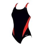 IMAGE OF Arena Women's Morax Race Polyester Splice Swim Pro Back Swimsuit,Black/Red/White,26