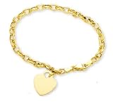 Petite Rolo Bracelet w/ Heart Shaped Charm - JewelryWeb