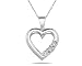Three Stone Diamond Heart Pendant in 14K White Gold