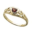 14K Yellow Gold Stylish Red Heart Shaped Garnet Ring