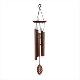 Copper Finish Leaf Windchime Outdoor Home Garden Decor