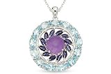 12 3/4 Carat Lavender Jade, Iolite and Sky Blue Topaz Sterling Silver Pendant w/Chain