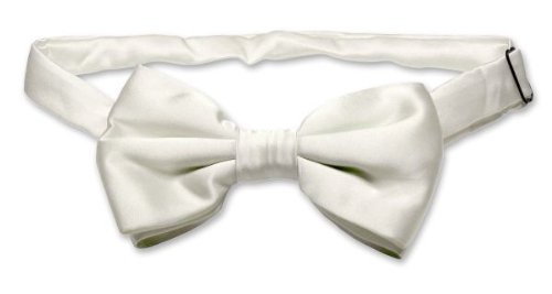 SILK BOWTIE Solid WHITE Bow Tie Men's Tuxedo BowTies