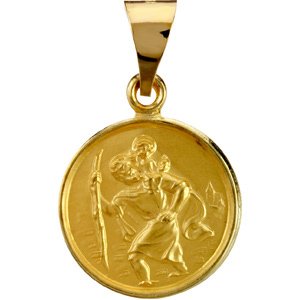 13.00 Mm 18K Yellow Gold St Christopher Medal