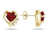 Garnet and Diamond Heart Earring