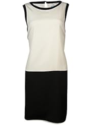Sleeveless Polyester Colorblocking Round Neck  Shirt  Dress