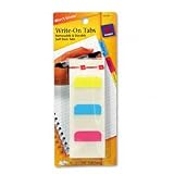 Self-Adhesive Write-On Index Tabs, 1 1/4in, Blue/Magenta/Yellow, 48/Pack