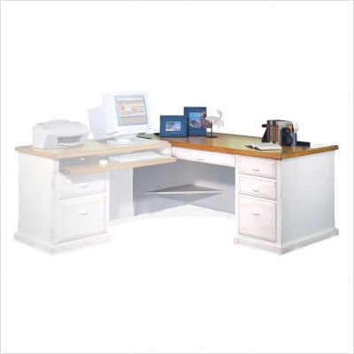 Kathy Ireland Home by Martin Furniture Southampton Left Facing 68 Wood Executive Desk in Distressed Oyster