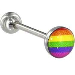 Surgical Steel RAINBOW Gay Pride Barbell