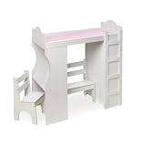 Badger Basket Loft Doll Bed With Desk Chair Bench Armoire And 3 Hangers - Pink/White