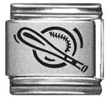 Clearly Charming Baseball & Bat Laser Italian Charm