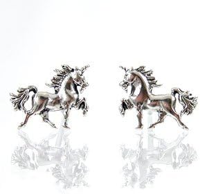 Tiny Unicorn Stud Earrings in Sterling Silver, #11273