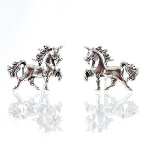 Tiny Unicorn Stud Earrings in Sterling Silver, #11273