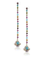 Betsey Johnson "Carnival" Crystal Cluster Linear Drop Earrings