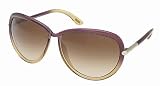 Tom Ford Women's 0161 Sabrina Violet To Brown Gradient / Gold Details Frame/Brown Gradient Lens Plastic Sunglasses