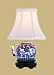 Small Blue & White Porcelain Teapot Accent Table Lamp