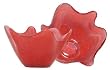 Colorful Recycled Art Glass Small Watermelon Red Wave Rim Dip Bowl 6"D, 4"H - Set / 2