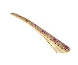 Caravan Large Salon Hair Pin Matching Epoxy Painting The Large Rhinestone On Gold Metal Base