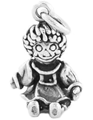 Sterling Silver Three Dimensional Raggedy Ann Doll Charm