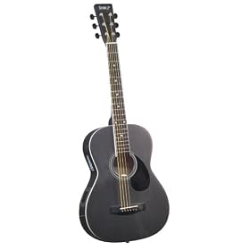 Saga 34 Inch One Man Band Acoustic Guitar with On Board Electronic Accompaniment, Black