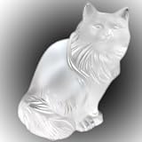 LALIQUE Crystal Heggie Cat Figurine Sitting