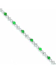 Genuine 14K White Gold White Gold Diamond And Emerald Bracelet 5 Grams Of Gold 100% Satisfaction Guaranteed.