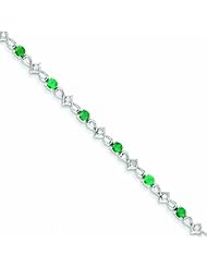 2.6 Carat 14K White Gold Diamond and Emerald Bracelet