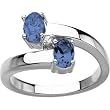 14K White Gold Iolite and Diamond Ring