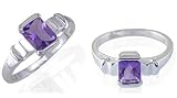 Radiant Cut Amethyst Ring Sterling SIlver