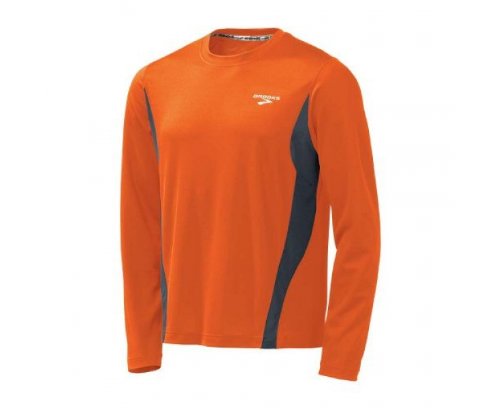 Brooks Men's Versatile Long Sleeve Shirt, Bright Orange/Anthracite, Small On Sale
