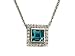 18K White Gold 16 Cable Chain Square-Shape Blue-Topaz Color-Stone Necklace, Set with a Sliding Pendant and Surrounded with Pave Set Diamonds.
