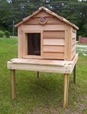Pet Supplies : 20 Inch Cedar Cat House with Platform : Size SMALL CEDAR WITH PLATFORM - INSULATED