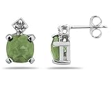 1.20CTW Green Amethyst & Diamond Earrings in White Gold