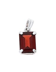 2.14CTW .925 Sterling Silver Genuine Natural Garnet Emerald Cut 6 x 8 mm. Solitaire Pendant