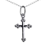 10K White Gold Cross with 18' Chain