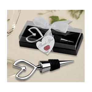 Set of 10 Chrome Heart Bottle Stopper Wine Wedding Favors