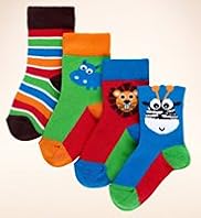 4 Pack of Cotton Rich Assorted Animal Print Socks