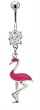 MINI BELLY RING WITH DANGLING PINK FLAMINGO
