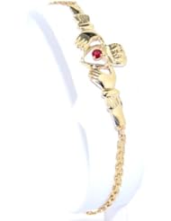 14K Yellow Gold Ruby Claddagh Bracelet