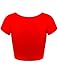 Red Womens Cropped Tops with Short Sleeves Large B Red